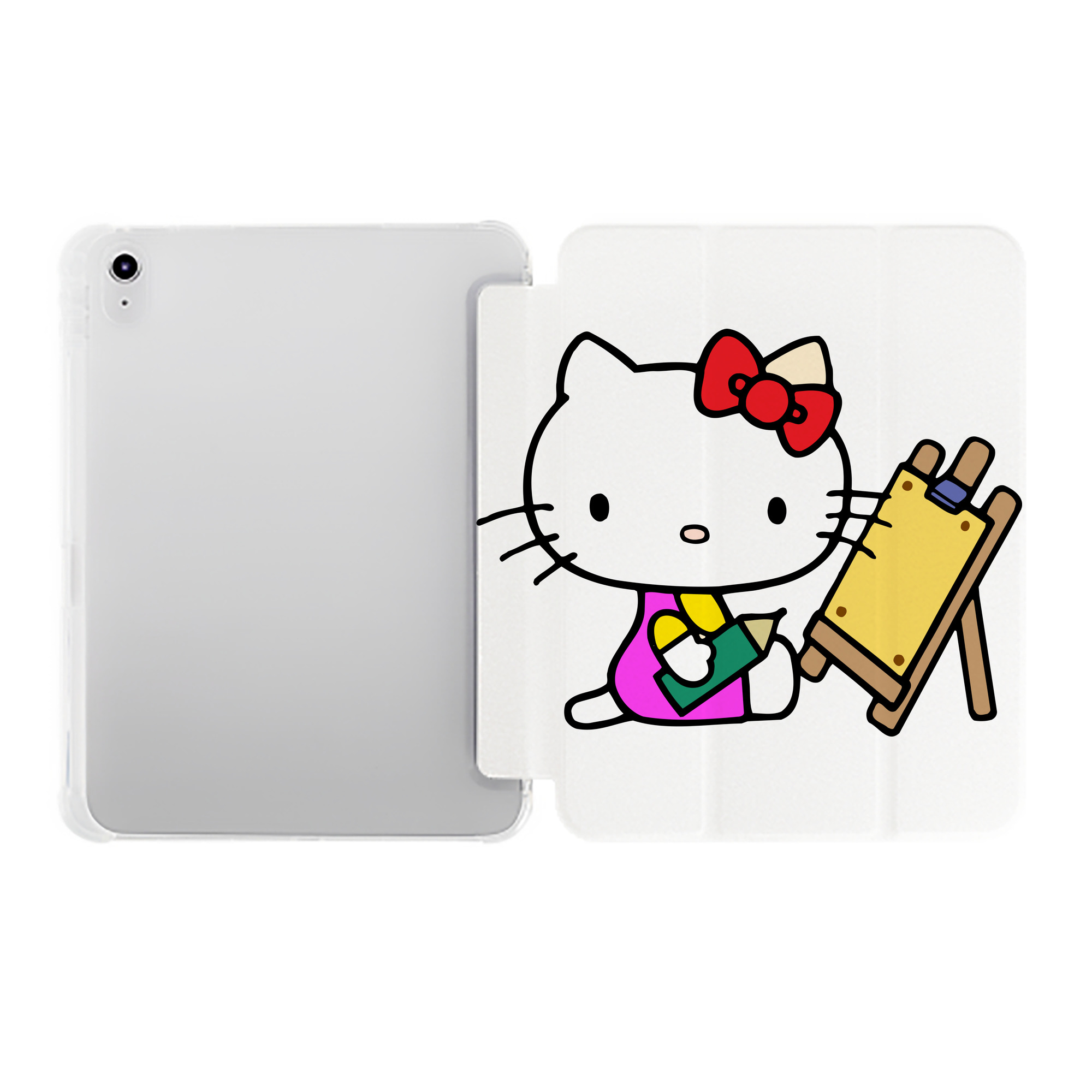 （画像用） Hello Kitty ハローキティ IPad ケース ペン収納付き 三つ折りスタンド PUレザー×シリコン 対応機種9.5/10.5/10.9インチ